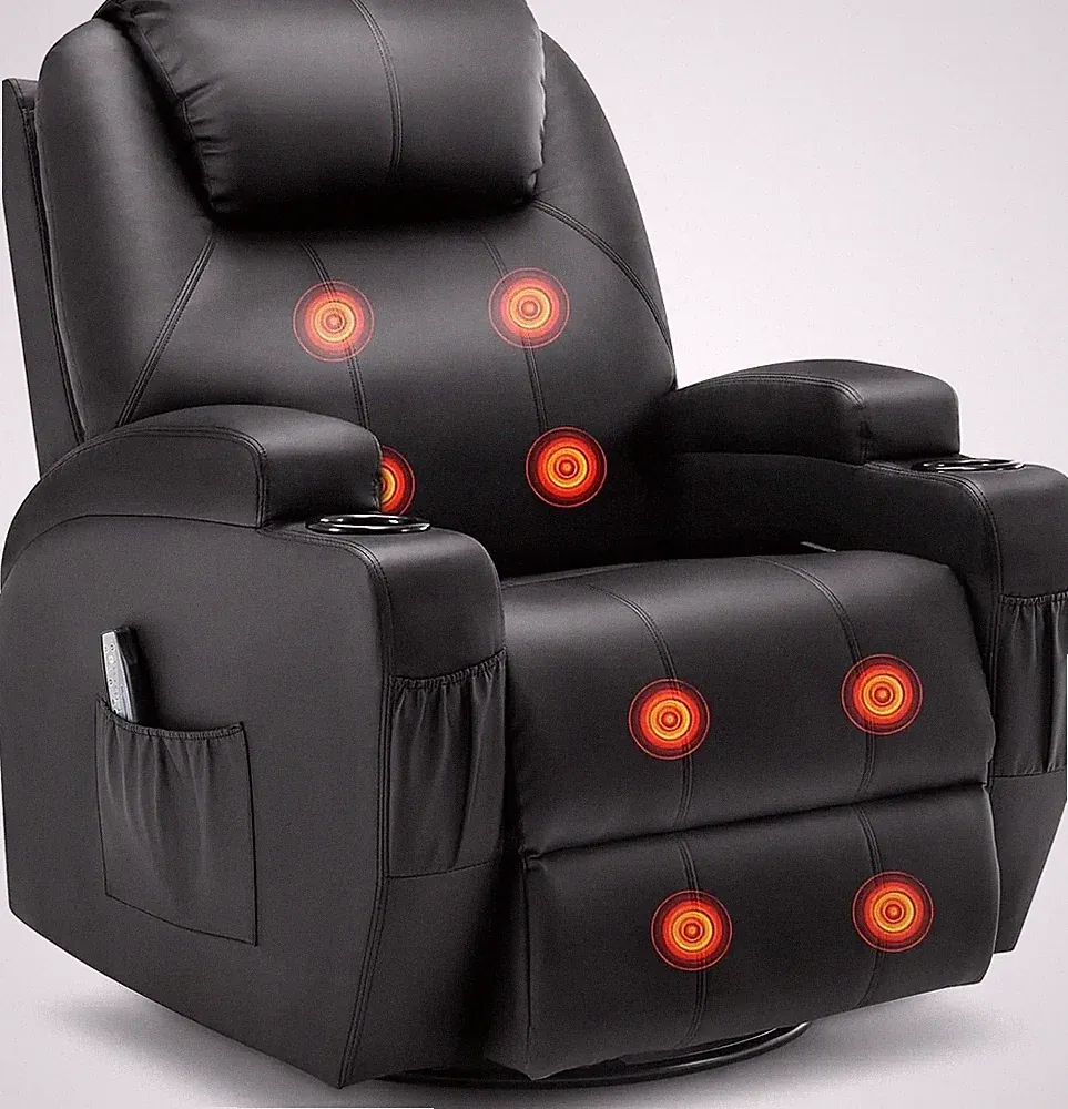 360° Massage and Heat Rocking Chair Swivel Recliner Chairs