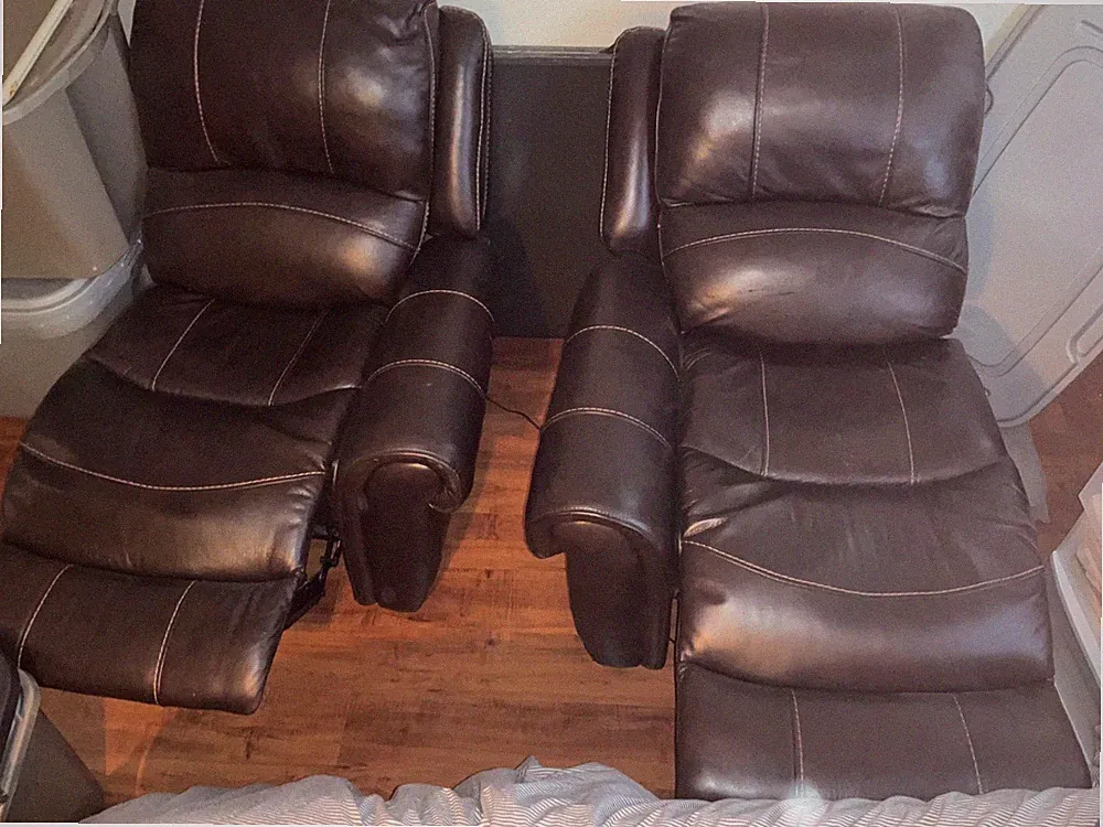 Faux Leather Powered Reclining Loveseat for 2